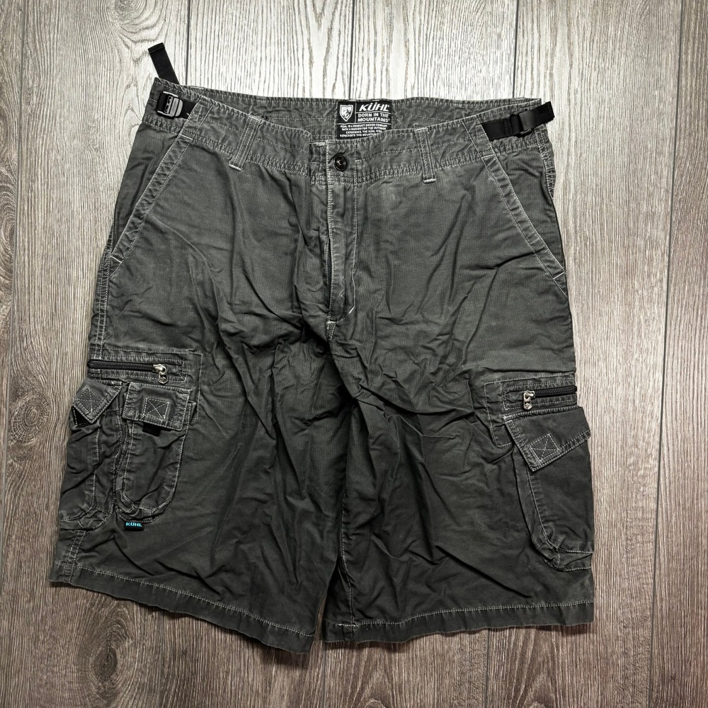 Kuhl Mens Cargo Shorts XL 36 Gray Cotton Nylon Hiking Utility Pockets